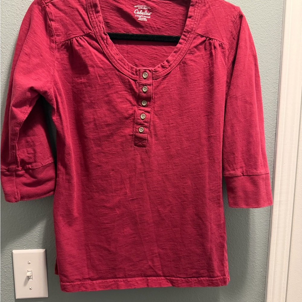 Cabela's Burgundy Henley Shirt